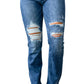Judy Blue - Calça Jeans Bootcut Slim Destroyed de Alto Contraste