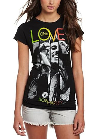Bob Marley - One Love Stripes Juniors T Shirt