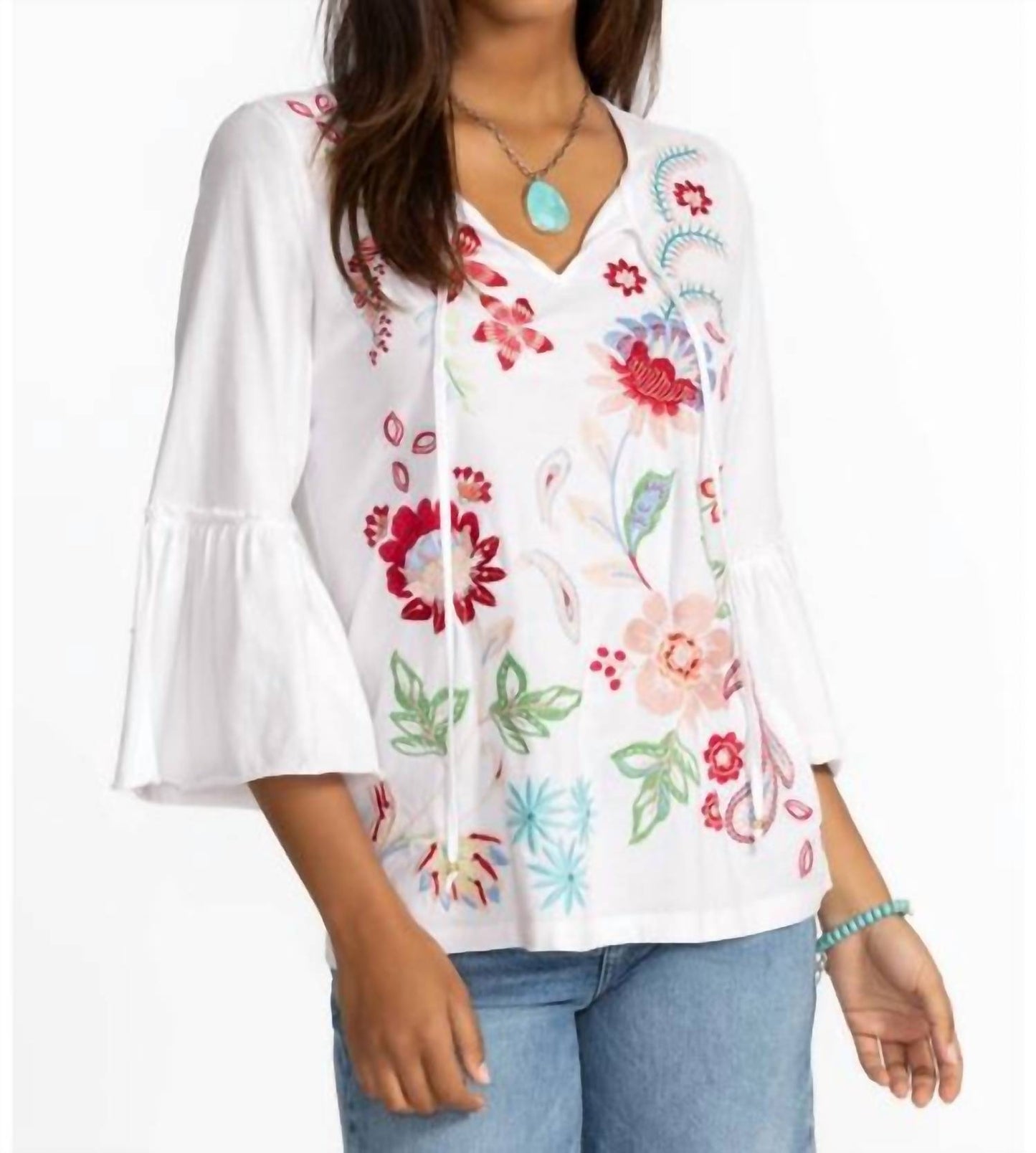 Johnny Was - RUFFLE SLEEVE T‑SHIRT FREYDE