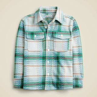 J.Crew - Camisa infantil de manga comprida Seaboard em malha macia xadrez