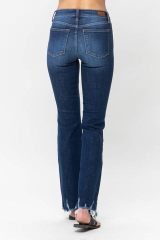 Judy Blue - Calça jeans bootcut com bainha desfiada e sem desgaste