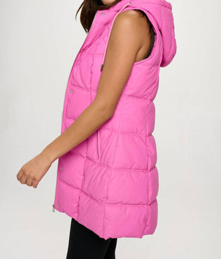 Coalition La - Faux Leather Long Puffer Vest
