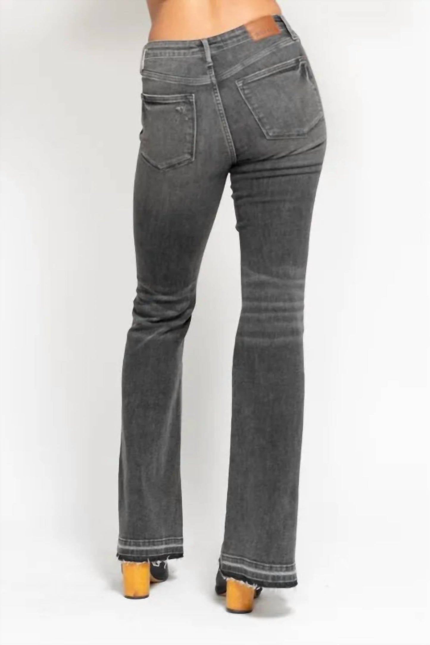 Judy Blue - Full Size Midi Rise Tummy Control Release Hem Flare Jeans