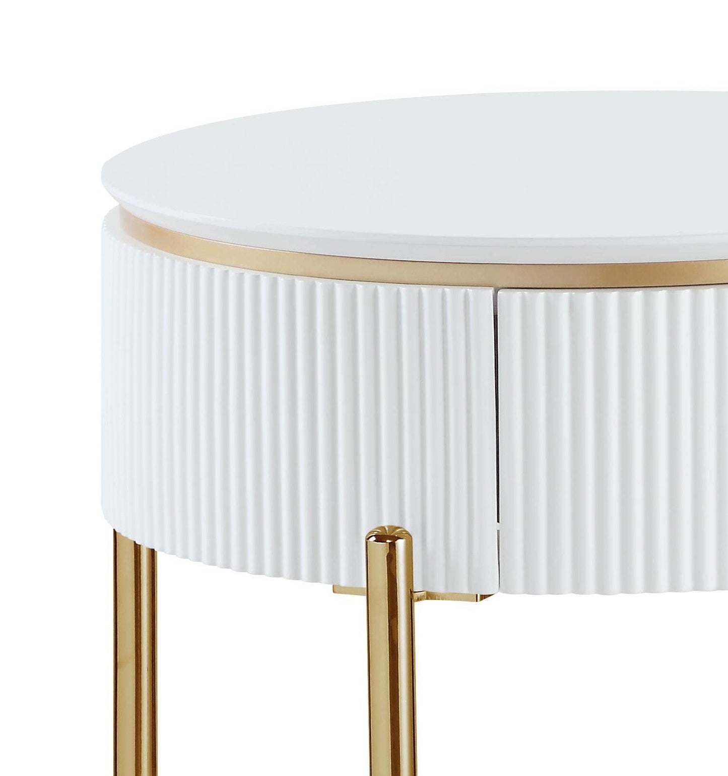 Daveigh High Gloss End Table - Gold / White