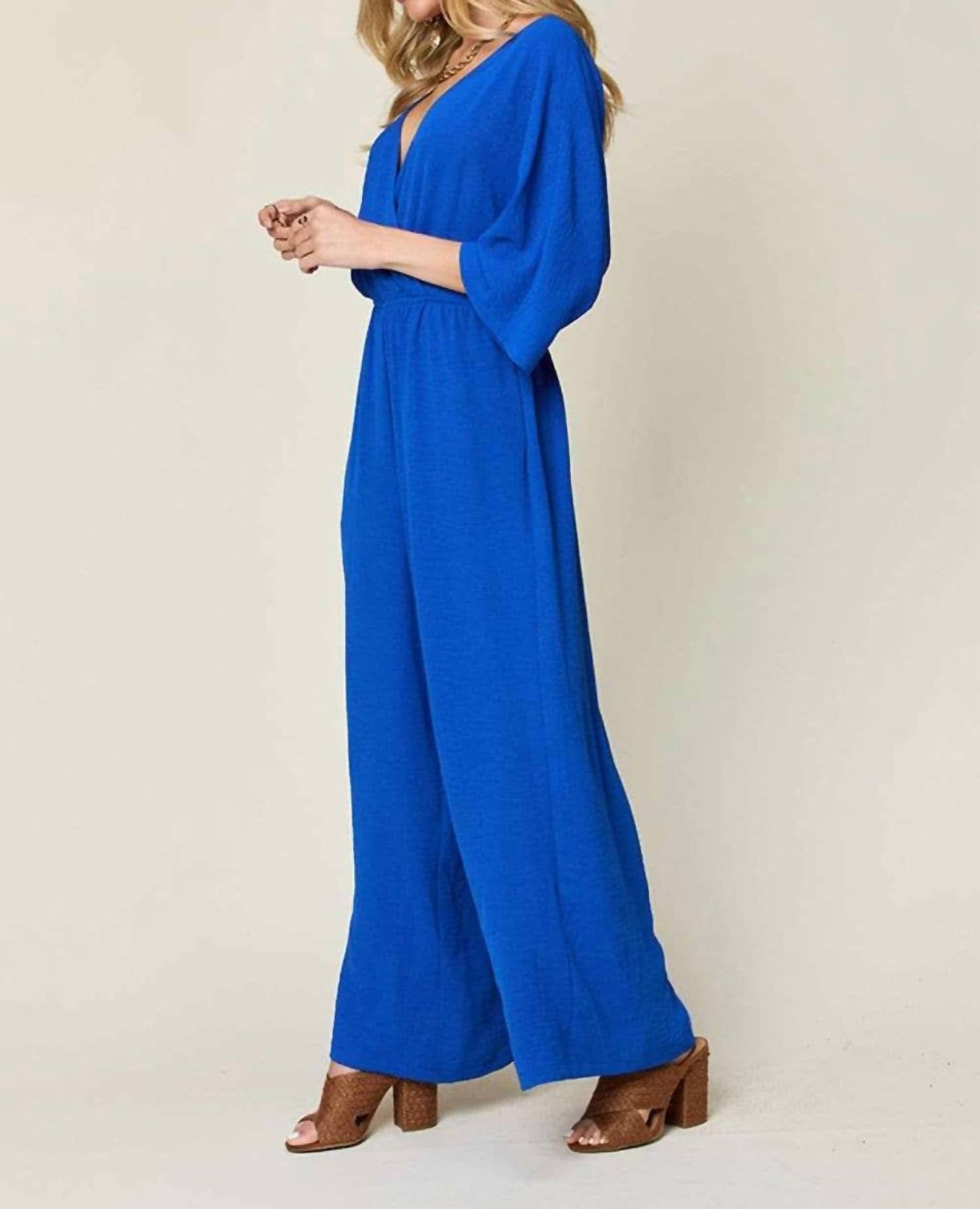 Double Take - Chic Surplice Wide Leg Jumpsuit