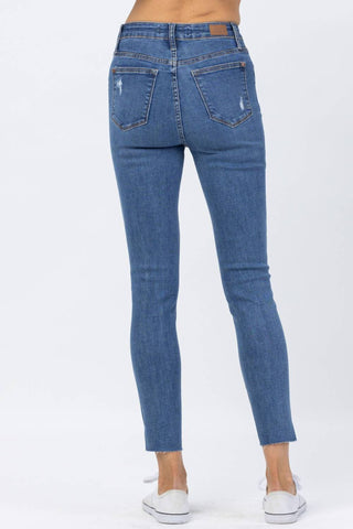 Judy Blue - Calça jeans skinny com bordado dente-de-leão de cintura alta