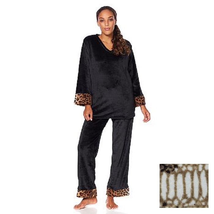 Conjunto de pijama de pelúcia Adrienne Landau Python natural tamanho 2 - extra grande