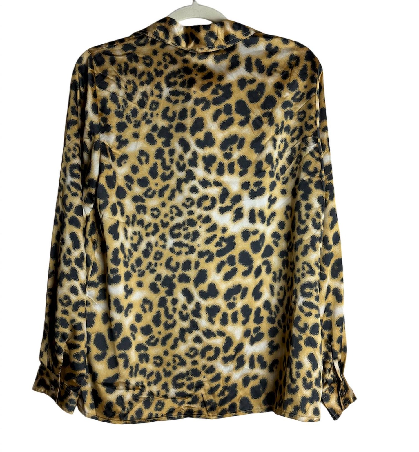 See U Soon - Animal Print Satin Button Front Blouse