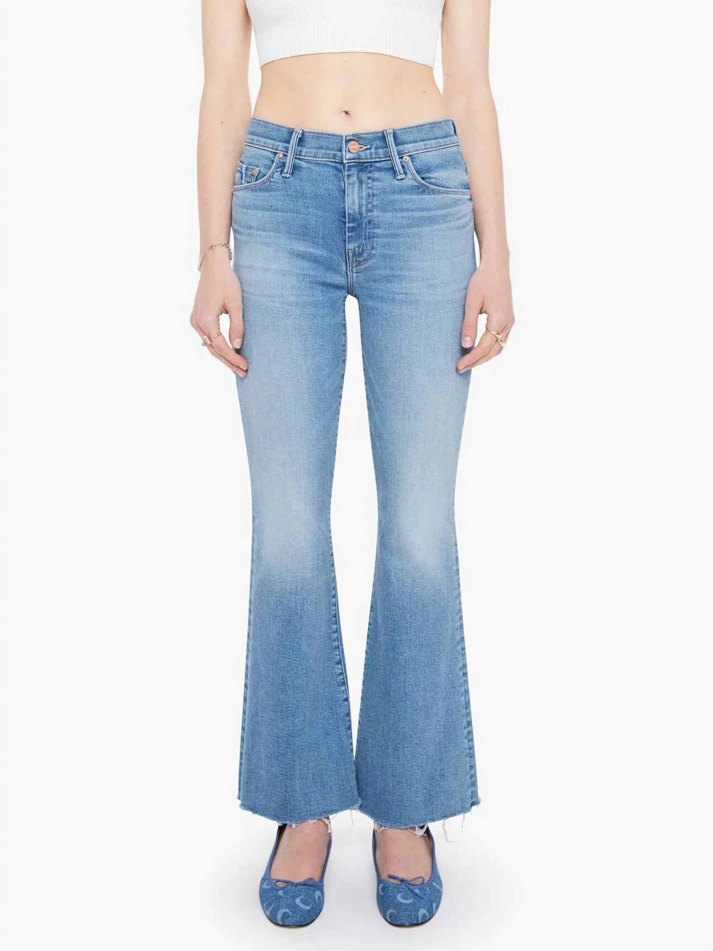Mother - Weekender Fray Mid Rise Flare Jeans