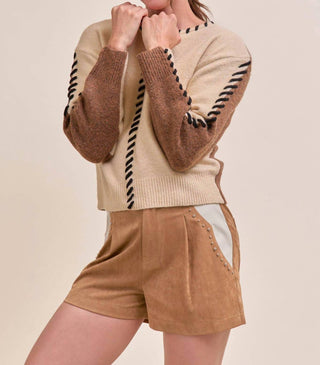 &Merci - Whip Stitch Two-tone Sweater