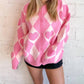 Adeline - Heart Detail Argyle Cardigan