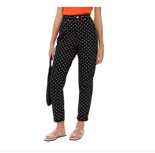 Topshop - Calça Jeans Mom Cintura Alta com Bolinhas