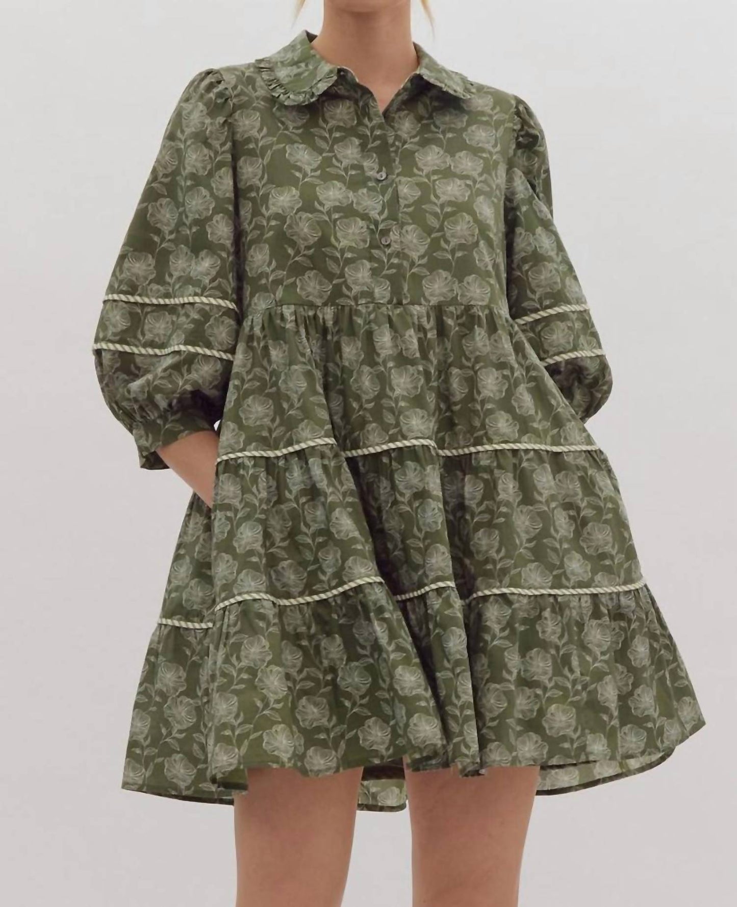 Entro - Green Dress with White Flowers