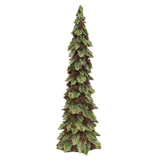 Holly Leaf Holiday Trees with Pinecone Accents (Set of 2)