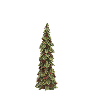 Holly Leaf Holiday Trees with Pinecone Accents (Set of 2)