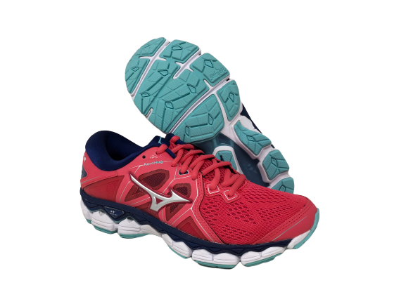 Tênis de corrida Mizuno Wave Sky 2 feminino, cor Teaberry/Azul, tamanho 6,5 B(M) EUA