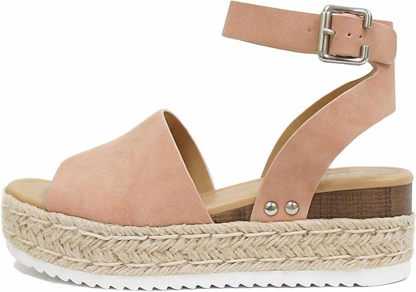 Soda - Women's Topic Espadrilles Ankle Strap Studded Open Toe Wedge Heel Sandals