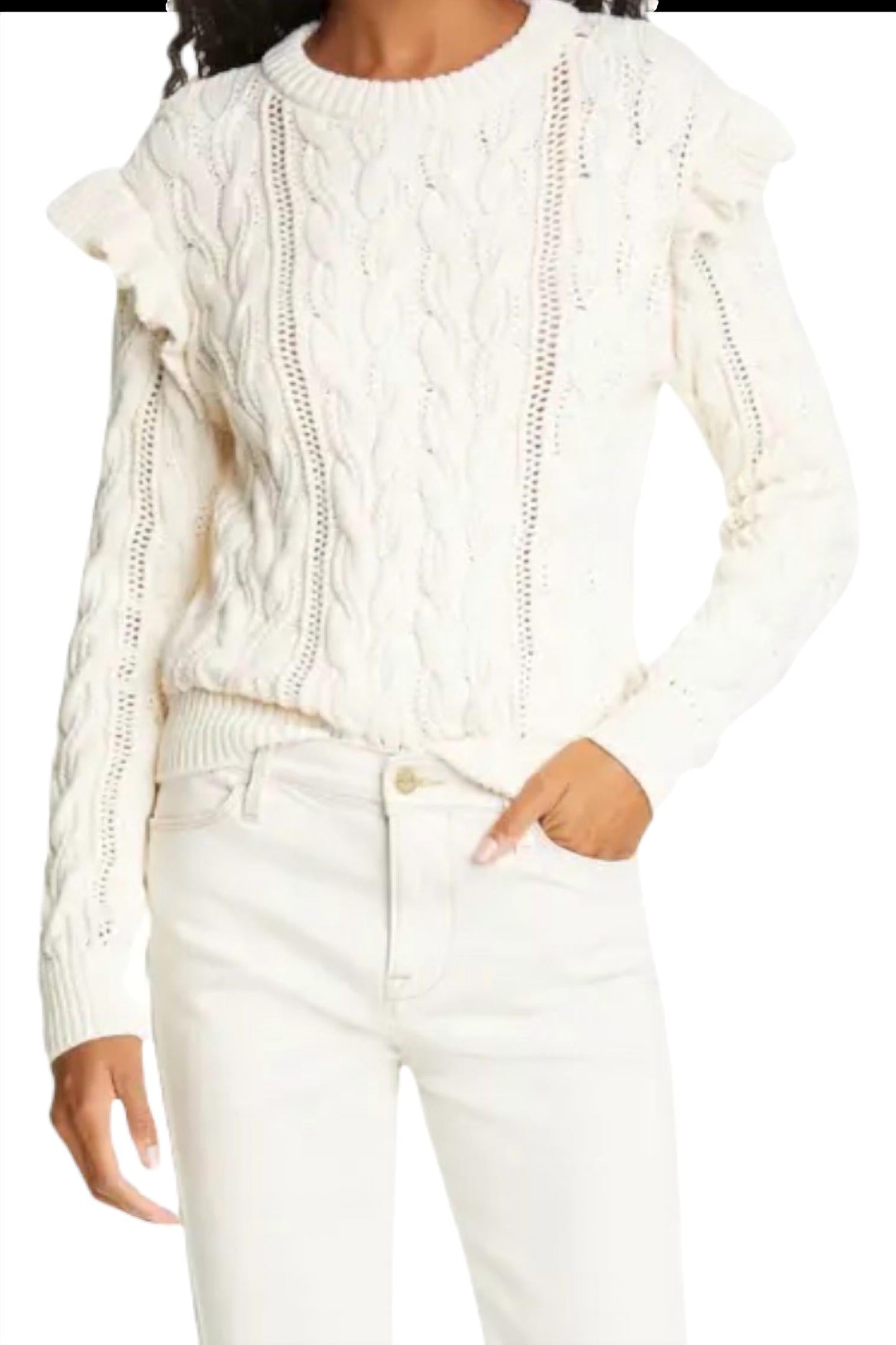 Frame - Cable Knit Ruffle Sweater
