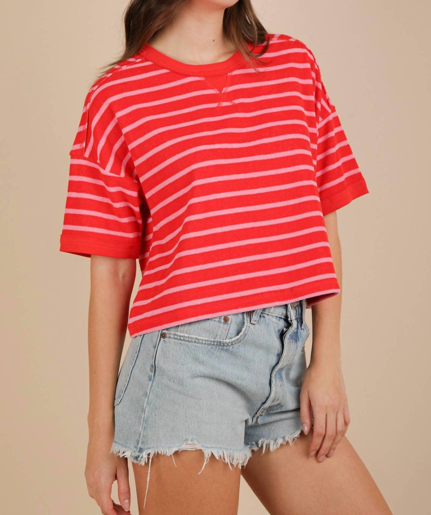 Very J - Oversized Stripe Casual Comfy Knit Top