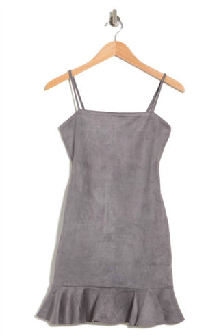 Susana Monaco - RUFFLE HEM SLEEVELESS FAUX SUEDE DRESS