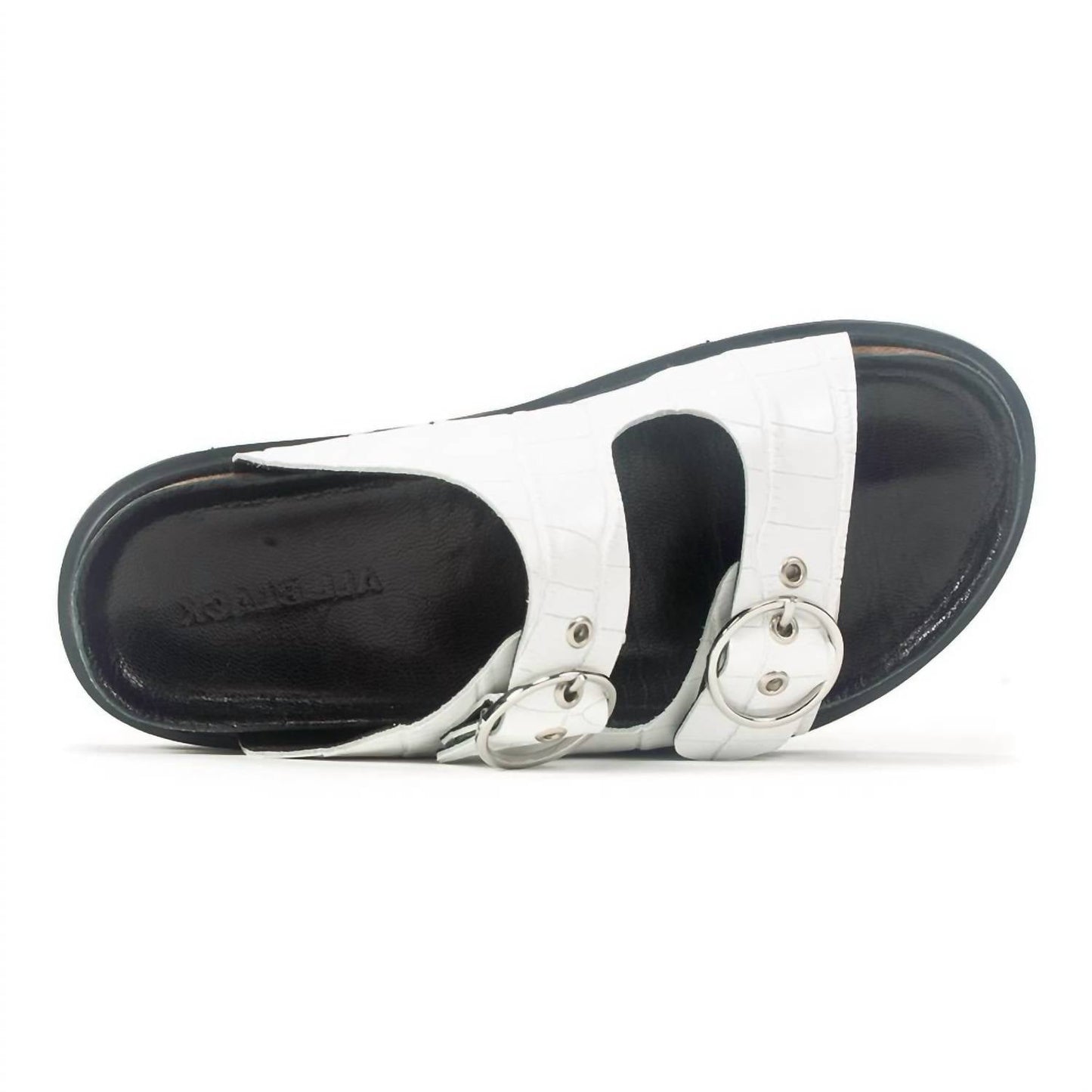 All Black - Women's Circle Buckle Lowform Sandal