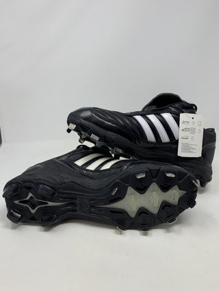 Chuteira de beisebol Adidas Diamond King SN Low masculina, preta/branca
