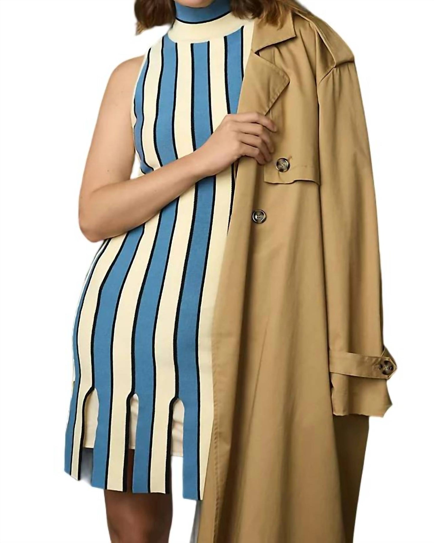 Eva Franco - Mock-Neck Sleeveless Mini Dress