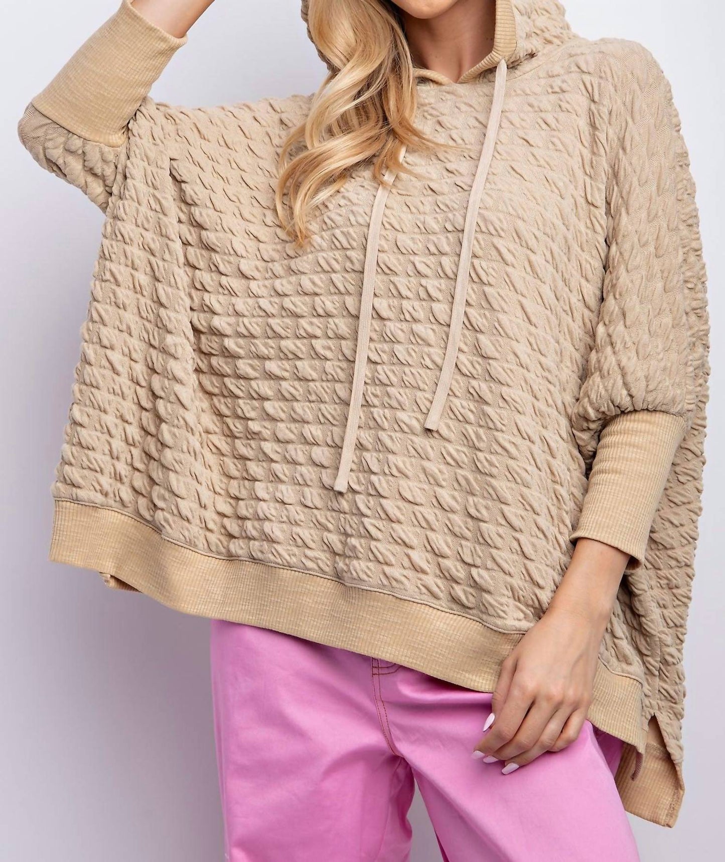 Easel - Puff Textured Knit Hoodie