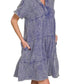 Zenana - Washed Double Gauze Raw Edge V-neck Dress