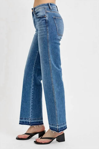 Risen - Full Size Raw Hem Ankle Bootcut Jeans Plus Size