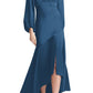 LOVELY Teagan Long Sleeve Charmeuse High/Low Dress in Dusk Blue, Size 14