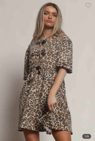 Blue Buttercup - Leopard Bow Dress