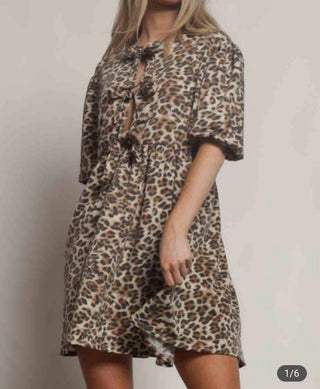 Blue Buttercup - Leopard Bow Dress