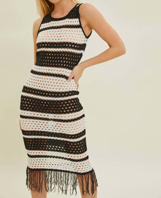 Baevely By Wellmade - Cabana Chic Open Knit Midi Dress