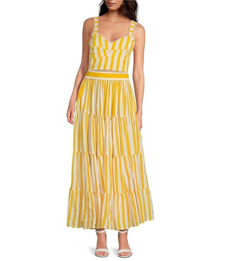 Mo Maya - Le Soleil Stripe Print Maxi Skirt