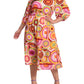 Donna Morgan - Abstract Print 3/4 Sleeve Midi Dress