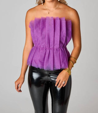 Buddylove - Top curto sem alças de tule plissado Giselle Iris
