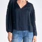 Elan - Long Sleeve Tie Neck Top