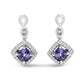 10K White Gold Blue Purple Tanzanite and Diamond Halo Cushion Shaped Drop Earrings (I-J Color, I1-I2 Clarity)