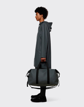 Bolsa de viagem Rains para fim de semana masculina, cinza, tamanho regular