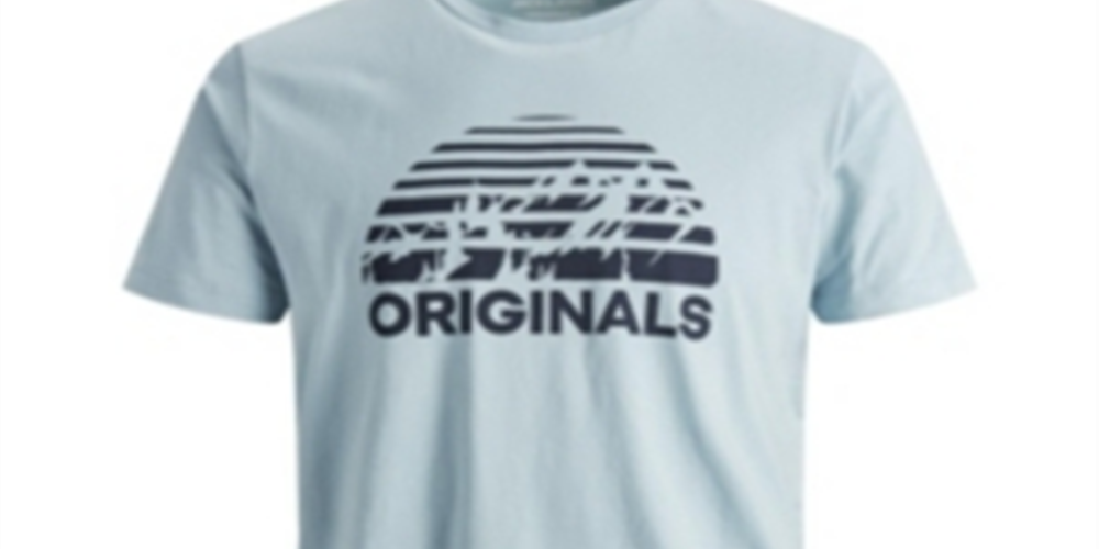 Camiseta masculina Jack &amp; Jones com estampa gráfica e gola redonda, manga curta, vermelha escura, tamanho médio
