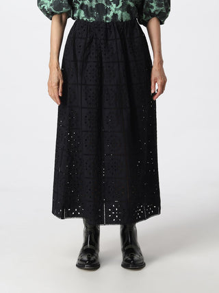Saia MIDI Ganni Broderie Anglaise - Preto Tamanho 40