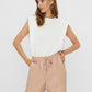 VERO MODA Top feminino com ombreiras, branco, tamanho médio