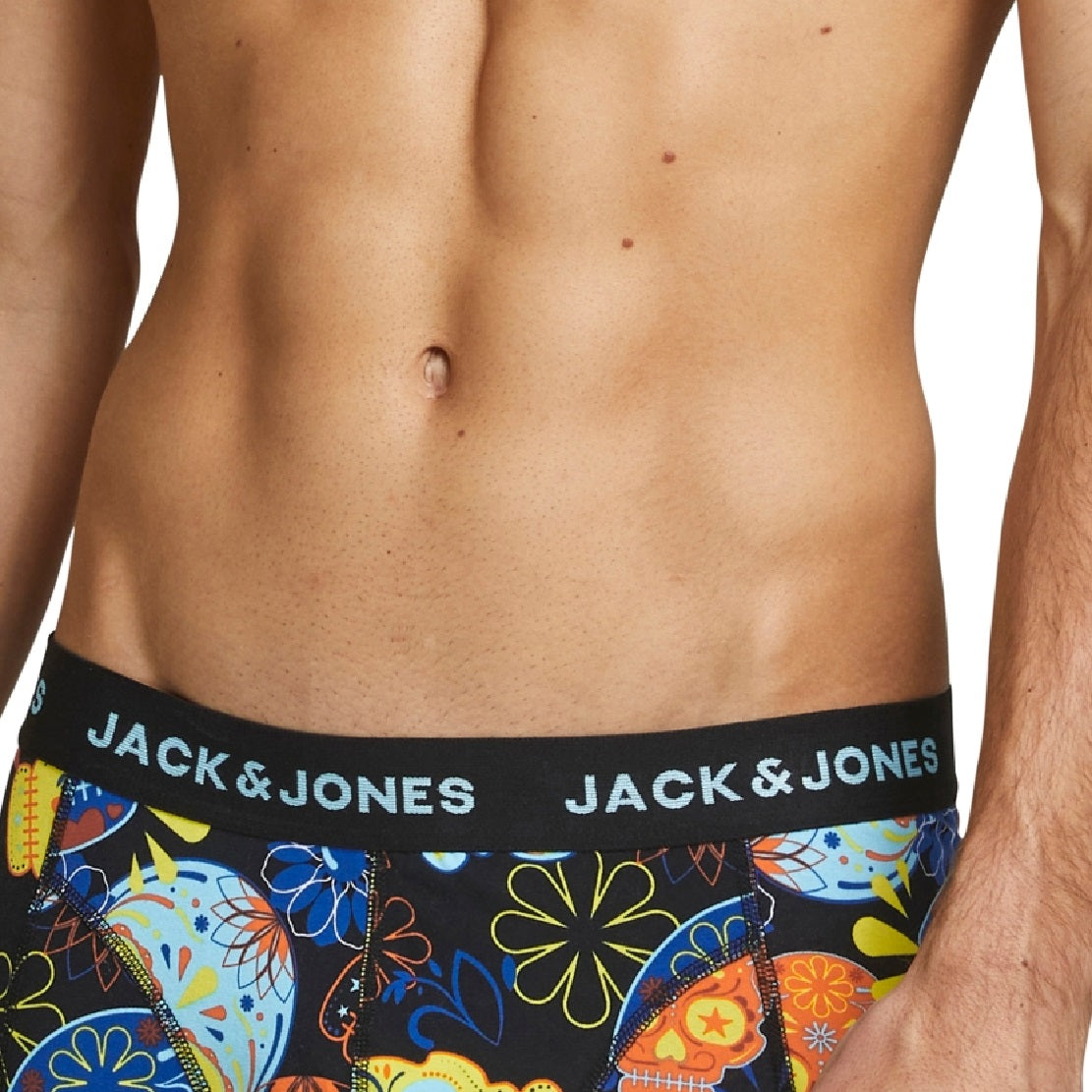 Jack &amp; Jones Shorts Masculinos Estampados com Elástico, Pacote com 3, Preto, Tamanho X-G
