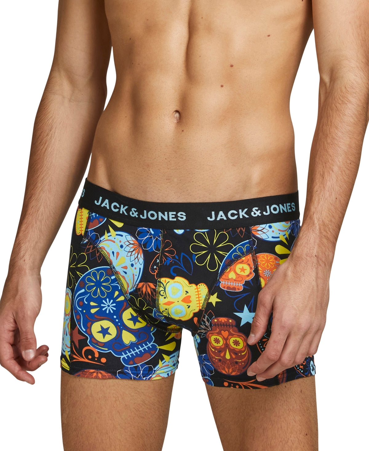 Jack &amp; Jones Shorts Masculinos Estampados com Elástico, Pacote com 3, Preto, Tamanho X-G