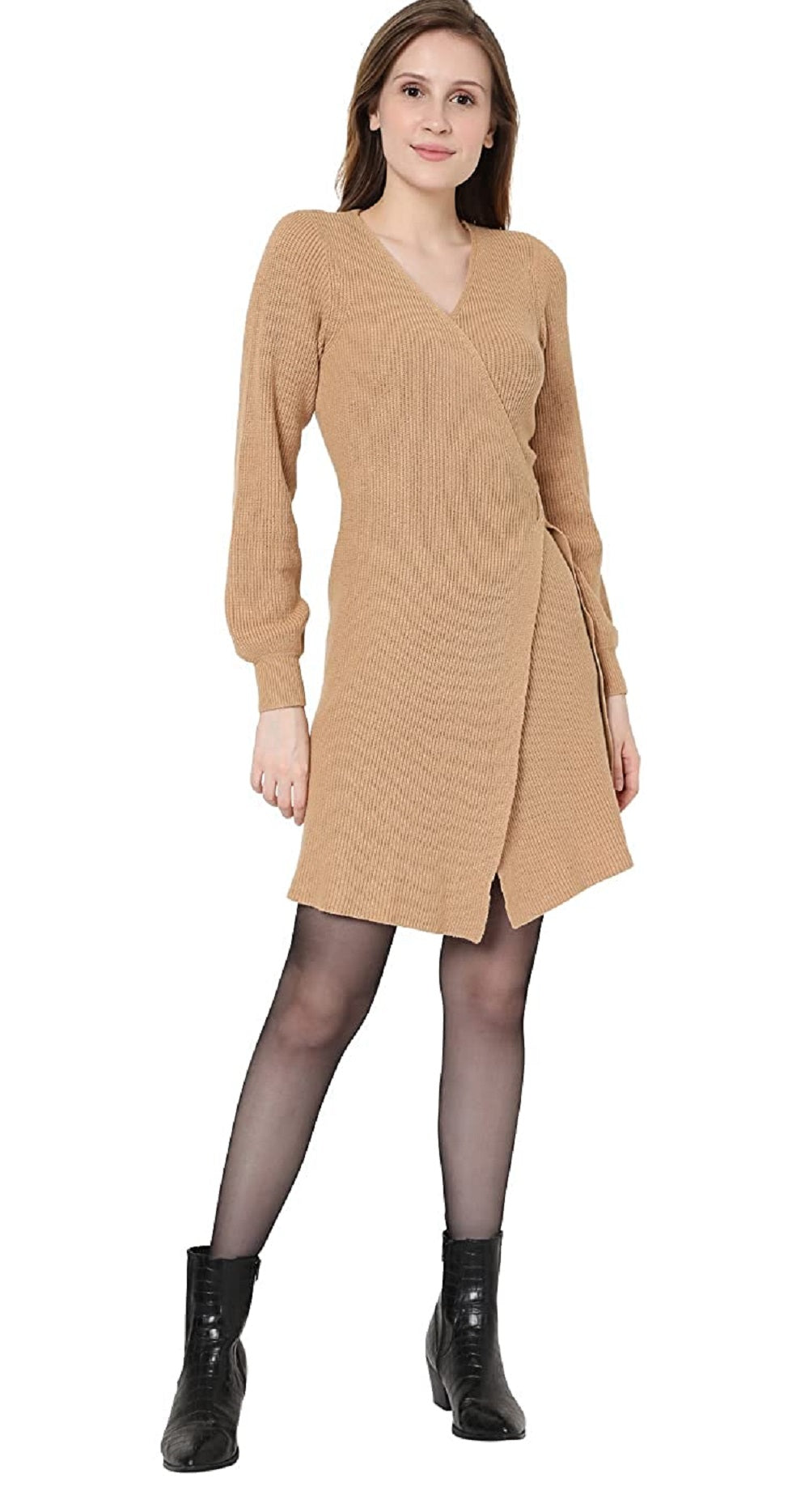 Vestido de malha Alexandria feminino VERO MODA marrom tamanho médio