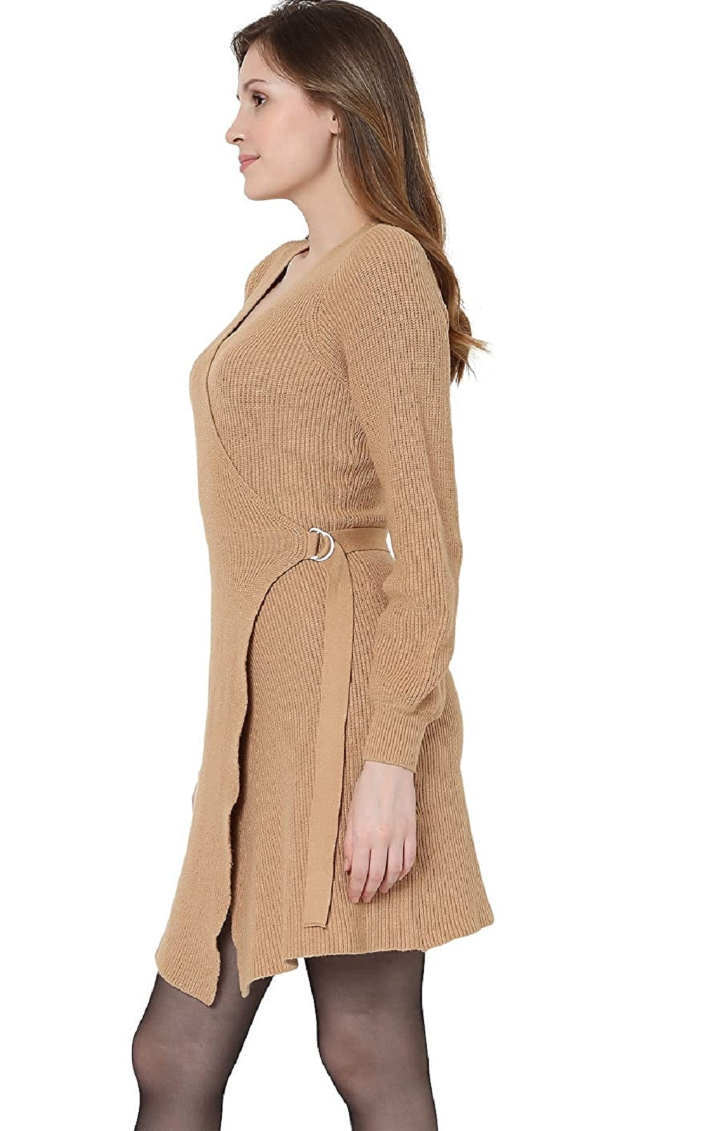 Vestido de malha Alexandria feminino VERO MODA marrom tamanho médio
