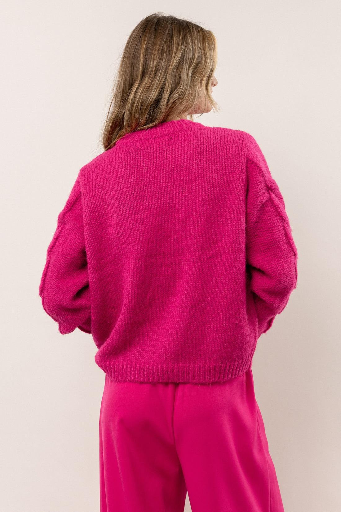 Suéter Cindy Cable Knit Feminino Vero Moda Rosa Tamanho Grande