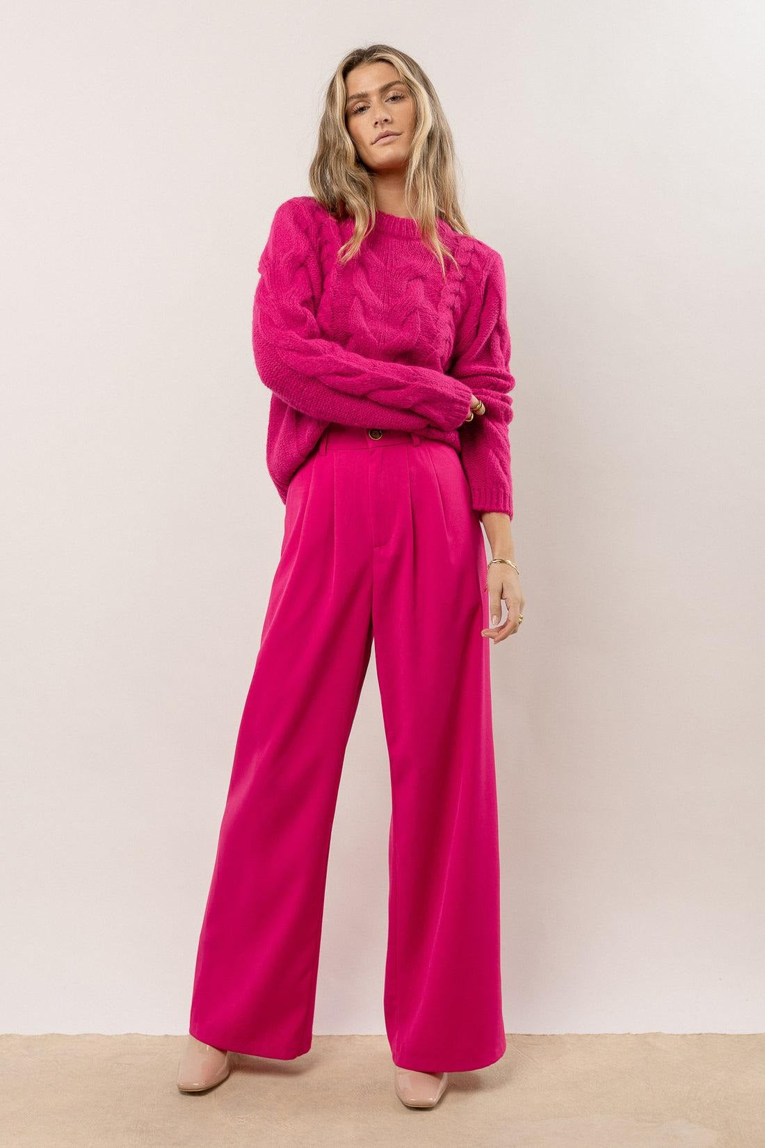 Suéter Cindy Cable Knit Feminino Vero Moda Rosa Tamanho Grande