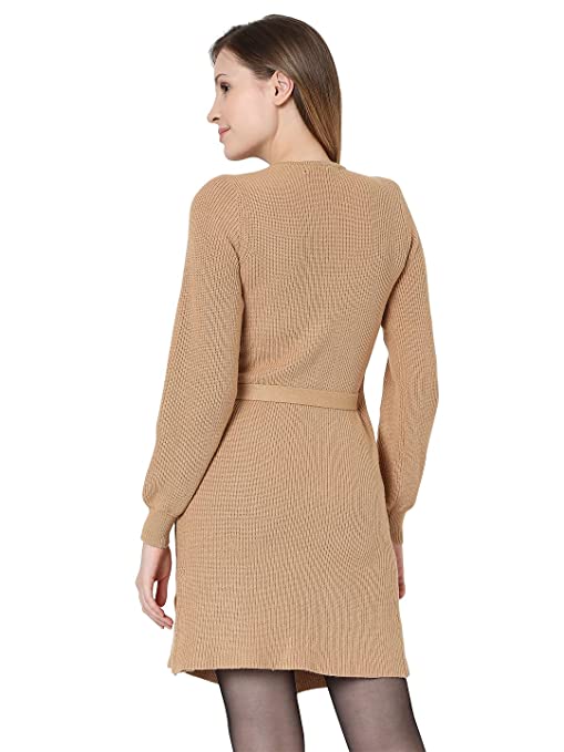 Vestido de malha Alexandria feminino VERO MODA marrom